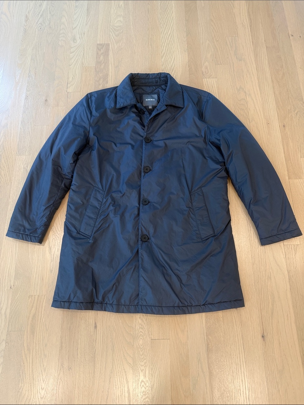 Bonobos Men's Navy Quilted Button-Up Coat Large